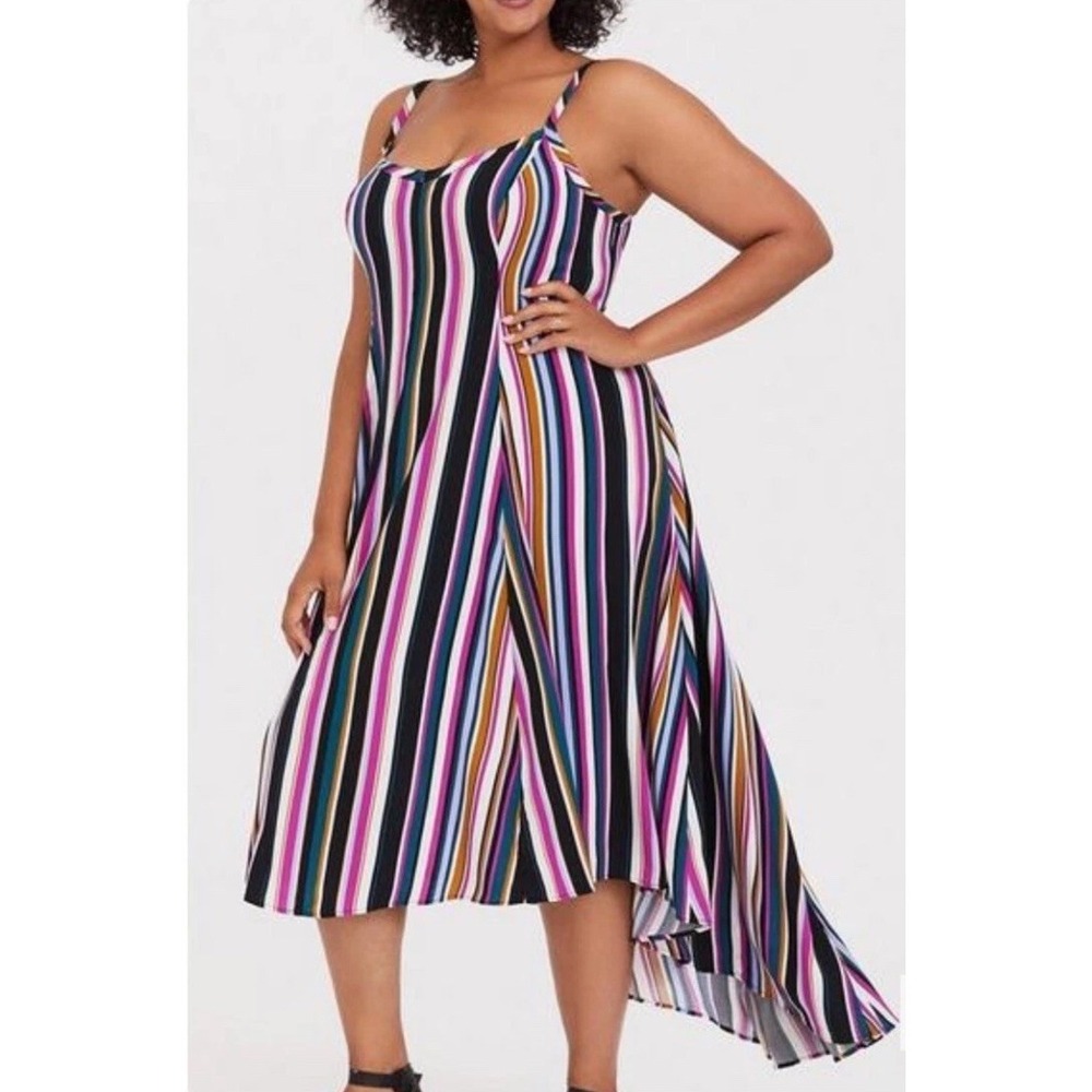 TORRID Challis Lightweight Max High Low Maxi Dress Sz 4 Adj Straps Multicolor